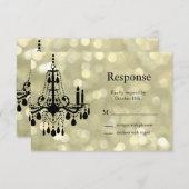 Sparkly Gold Chandelier RSVP (Voorkant / Achterkant)
