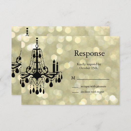Sparkly Gold Chandelier RSVP (Voorkant / Achterkant)