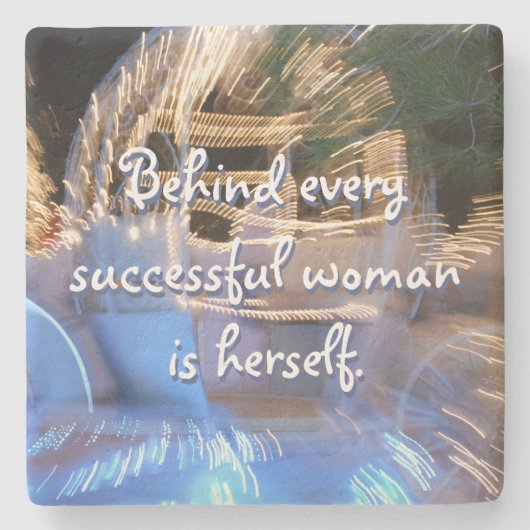 Sparkly Gold Coach-foto van succesvolle vrouwelijk Stenen Onderzetter (Voorkant)