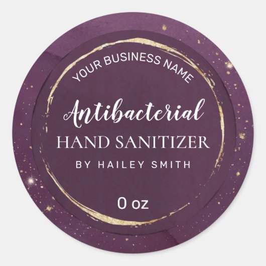 Sparkly Gold Dust Paars Hand Sanitizer Labels (Voorkant)