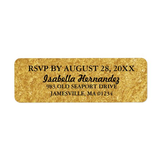 Sparkly Gold Elegant RSVP Retouradres Labels (Voorkant)