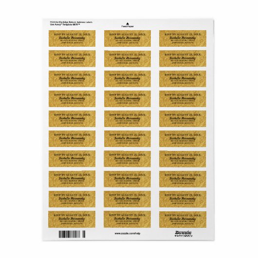 Sparkly Gold Elegant RSVP Retouradres Labels (Full Sheet)