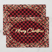 Sparkly Gold en Red Buffalo met kerstkaarten Feestdagenkaart (Voorkant / Achterkant)