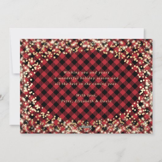 Sparkly Gold en Red Buffalo met kerstkaarten Feestdagenkaart (Achterkant)