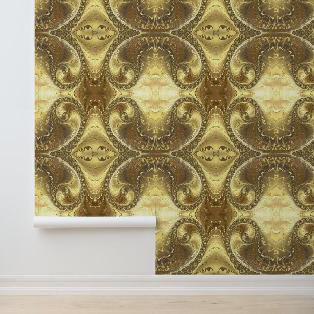 Sparkly Gold Fractal Ornamenten Behang (Applicatie)