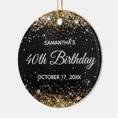 Sparkly Gold Glitter Black Folie 40e verjaardag Keramisch Ornament (Links)