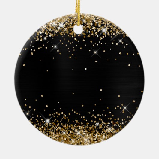 Sparkly Gold Glitter Black Folie 40e verjaardag Keramisch Ornament (Achterkant)