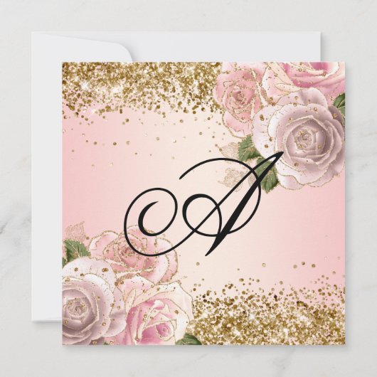 Sparkly Gold Glitter Blush Pink Quinceañera Kaart (Achterkant)