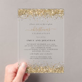 Sparkly Gold Glitter Borders Kerstfeest Acryl Uitnodigingen (Insitu (Draagbaar))