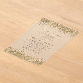 Sparkly Gold Glitter Borders Kerstfeest Acryl Uitnodigingen (Laagn)