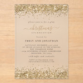 Sparkly Gold Glitter Borders Kerstfeest Acryl Uitnodigingen (Voorkant)