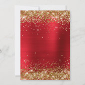 Sparkly Gold Glitter Bright Red Satin Folie Kaart (Achterkant)