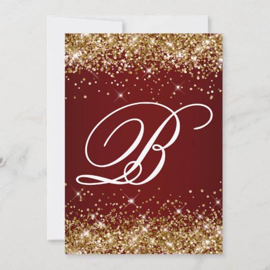 Sparkly Gold Glitter Burgundy Ombre 50th Birthday Kaart (Achterkant)