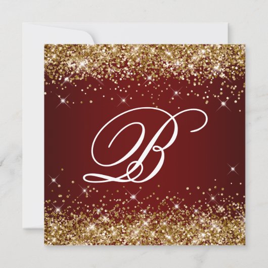 Sparkly Gold Glitter Dark Red 80th Birthday Kaart (Achterkant)