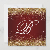 Sparkly Gold Glitter Dark Red Ombre 100th Birthday Kaart (Achterkant)