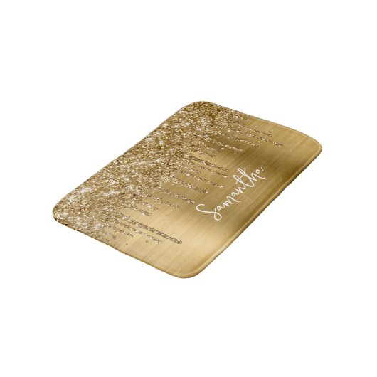 Sparkly Gold Glitter Drips Glam Naam Badmat (Gekanteld)