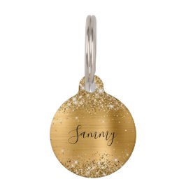 Sparkly Gold Glitter en Folie Huisdierpenning
