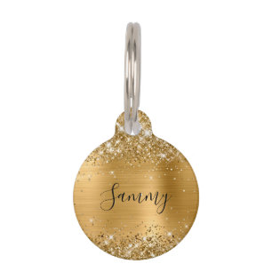 Sparkly Gold Glitter en Folie Huisdierpenning