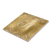 Sparkly Gold Glitter en Folie Monogram Tegeltje (Zijkant)