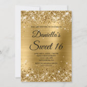 Sparkly Gold Glitter en Folie Sweet 16 Kaart (Voorkant)