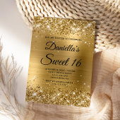 Sparkly Gold Glitter en Folie Sweet 16 Kaart