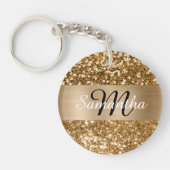 Sparkly Gold Glitter Folie - Gepersonaliseerd mono Sleutelhanger (Voorkant)