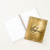 Sparkly Gold Glitter Folie Monogram tekening Notitieboek (Binnen)
