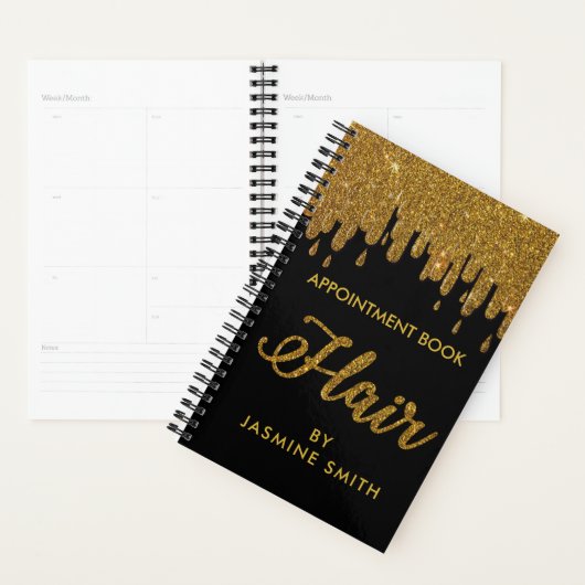 Sparkly Gold Glitter Hair Appointment Book Planner (Display)