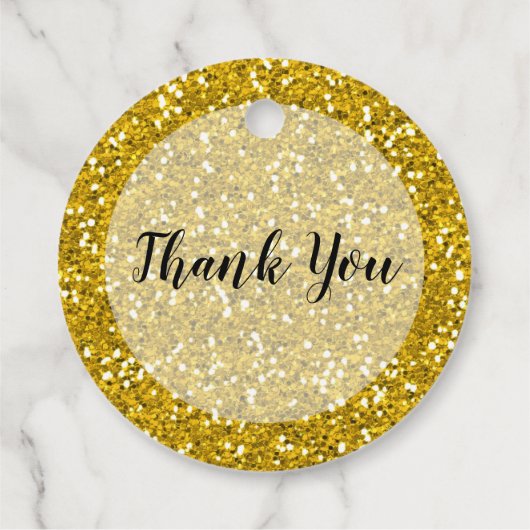 Sparkly Gold Glitter Laat Liefde Sparkle Bedankjes Labels (Achterkant)