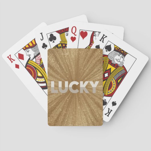 Sparkly Gold Glitter Lucky Card Deck Pokerkaarten (Achterkant)