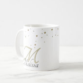 ✨Sparkly Gold Glitter Naam en Monogram Koffiemok (Voorkant links)