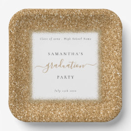 Sparkly Gold Glitter Name Graduparty Papieren Bordje
