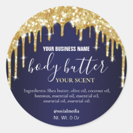 Sparkly Gold Glitter Navy Blue Body Butter Labels