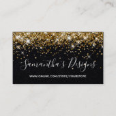 Sparkly Gold Glitter Online Store Premium Black Visitekaartje (Voorkant)