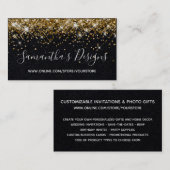 Sparkly Gold Glitter Online Store Premium Black Visitekaartje (Voorkant / Achterkant)