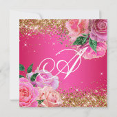Sparkly Gold Glitter Pink Rose Glam Sweet 16 Kaart (Achterkant)