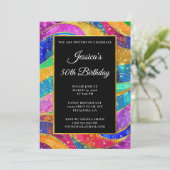 Sparkly Gold Glitter Regenboog 50ste verjaardag Kaart (Staand voorkant)