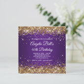 Sparkly Gold Glitter Royal Paars 40th Birthday Kaart (Staand voorkant)
