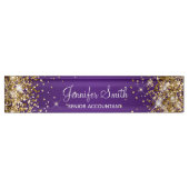 Sparkly Gold Glitter Royal Paars Gradient Naambordje (Voorkant)