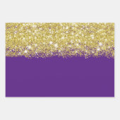 Sparkly Gold Glitter Royal Paarse Faux Inpakpapier Vel (Voorkant 2)