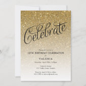 Sparkly Gold Glitter Verjaardag vieren Uitnodiging (Voorkant)