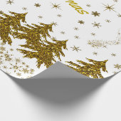 Sparkly Gold-kerstboom, sterren, sneeuw Cadeaupapier (Hoek)