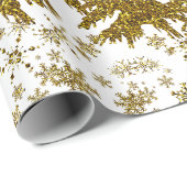 Sparkly Gold-kerstboom, sterren, sneeuw Cadeaupapier (Rol Hoek)