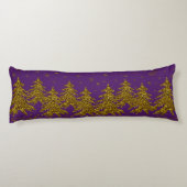 Sparkly Gold-kerstboom, sterren, sneeuw op paars Lichaamskussen (Achterkant)