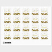 Sparkly Gold-kerstboom, sterren, sneeuw op Vierkante Sticker (Vel)