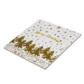 Sparkly Gold-kerstboom, sterren, sneeuw Tegeltje (Zijkant)