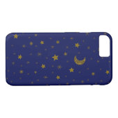 Sparkly Gold kerstmaan, sterren op blauw Case-Mate iPhone Case (Achterkant (Horizontaal))