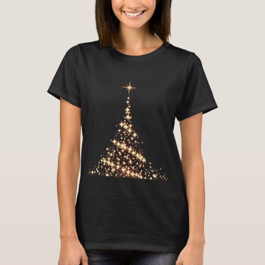Sparkly Gold Merry kerstmis Tree Holiday Fun T-shirt (Voorkant)