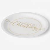 Sparkly Gold Merry-kersttopografie Papieren Bordje (Gekanteld)