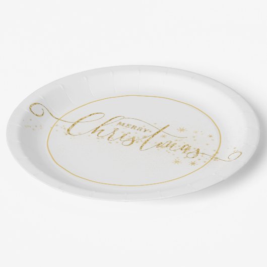 Sparkly Gold Merry-kersttopografie Papieren Bordje (Gekanteld)